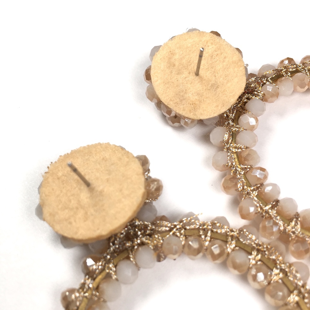 Beaded Hoop Tassel Geometric Statement Earrings - Picture 5 of 6